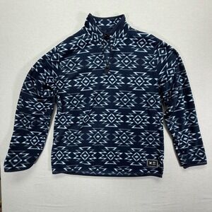Hurley Buckle Mens Blue Aztec Geometric Fleece Quarter Zip Pullover L